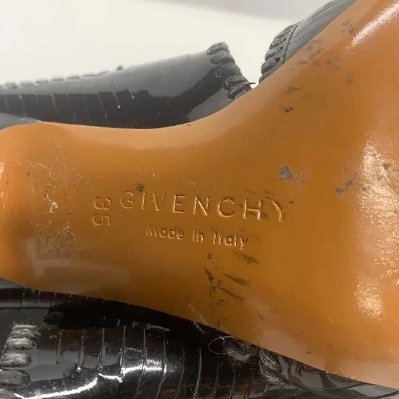 Givenchy High Heel Shoes Patent Leather Textured Open Toe Black Size EU 35 US 5 - Picture 6 of 12